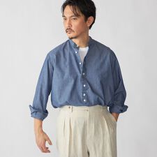 【SHIPS別注】Salvatore Piccolo: バンドカラー プルオーバー デニム シャツ