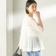 〈手洗い可能〉麻混 シアー ティアード ショート スリーブ プルオーバー