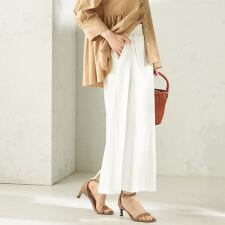 《予約》〈手洗い可能〉麻混 ベルト付 ウエストタック ナロー スカート