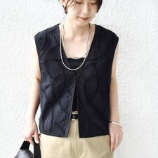 《予約》〈手洗い可能〉オープン ワーク レース 刺繍 ベスト