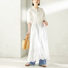 《予約》【SHIPS別注】Fanaka:〈手洗い可能〉シフリー ウエスト ギャザー ワンピース