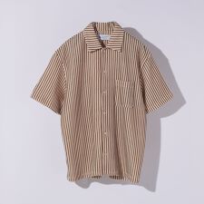 City Ambient Products: オープンカラー メッシュ ストライプ ショートスリーブ