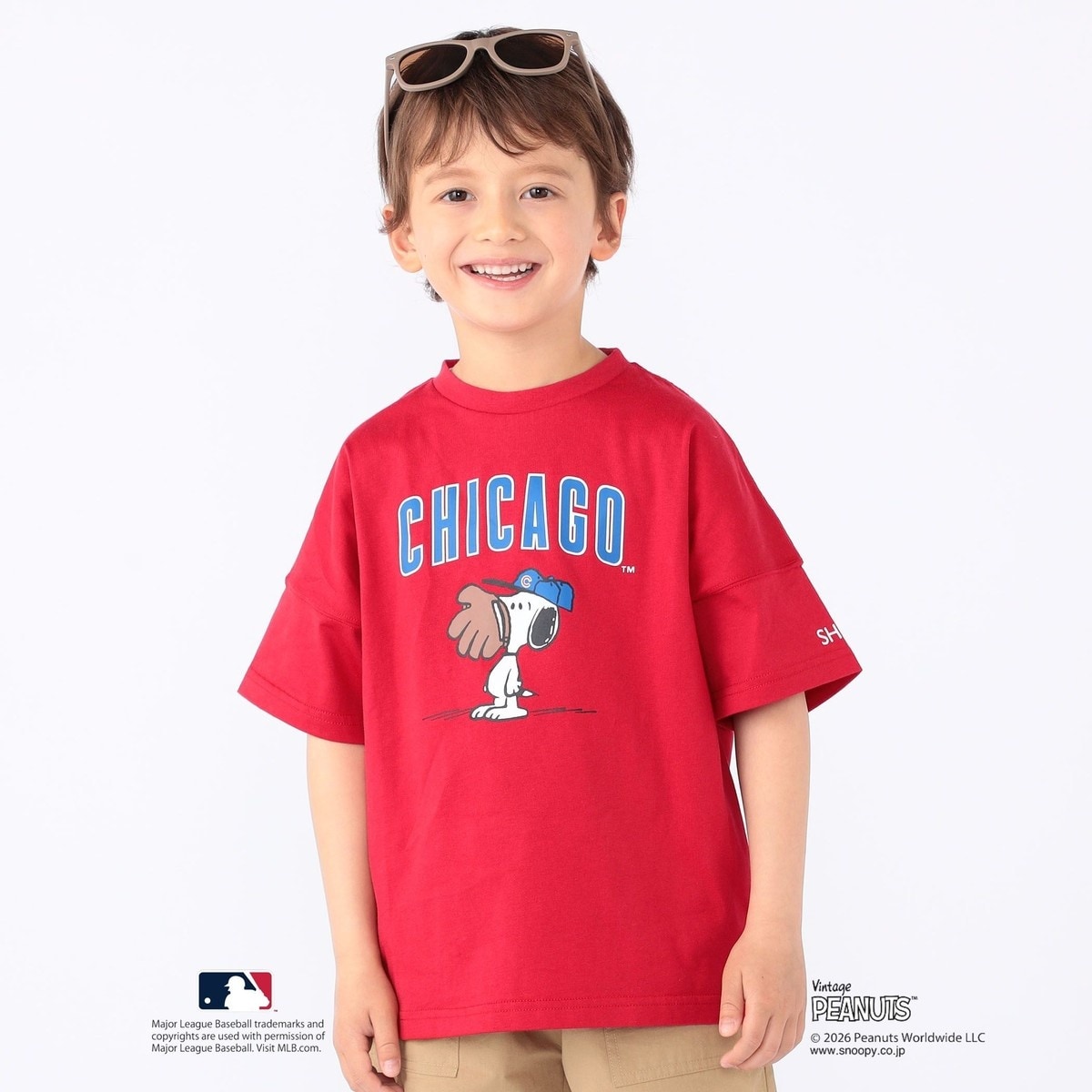 [�}���C]SHIPS KIDS:100�`125cm / PEANUTS×MLB �v�����g T�V���c/�V�b�v�X�iSHIPS�j ���b�h
