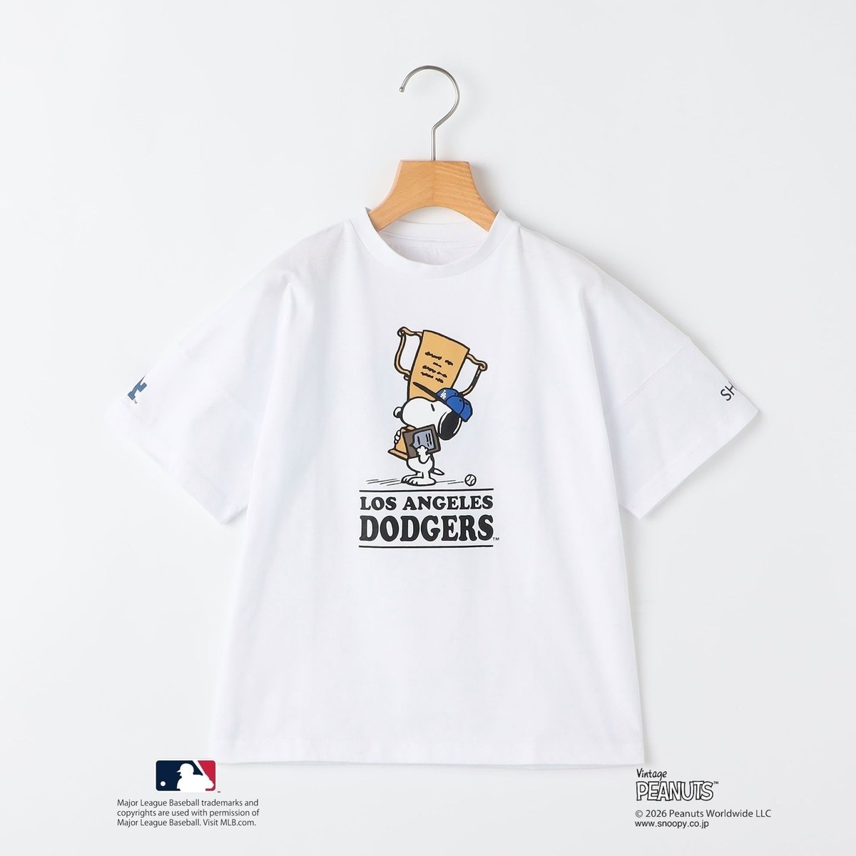 [�}���C]SHIPS KIDS:130�`170cm / PEANUTS×MLB �v�����g T�V���c/�V�b�v�X�iSHIPS�j �z���C�g