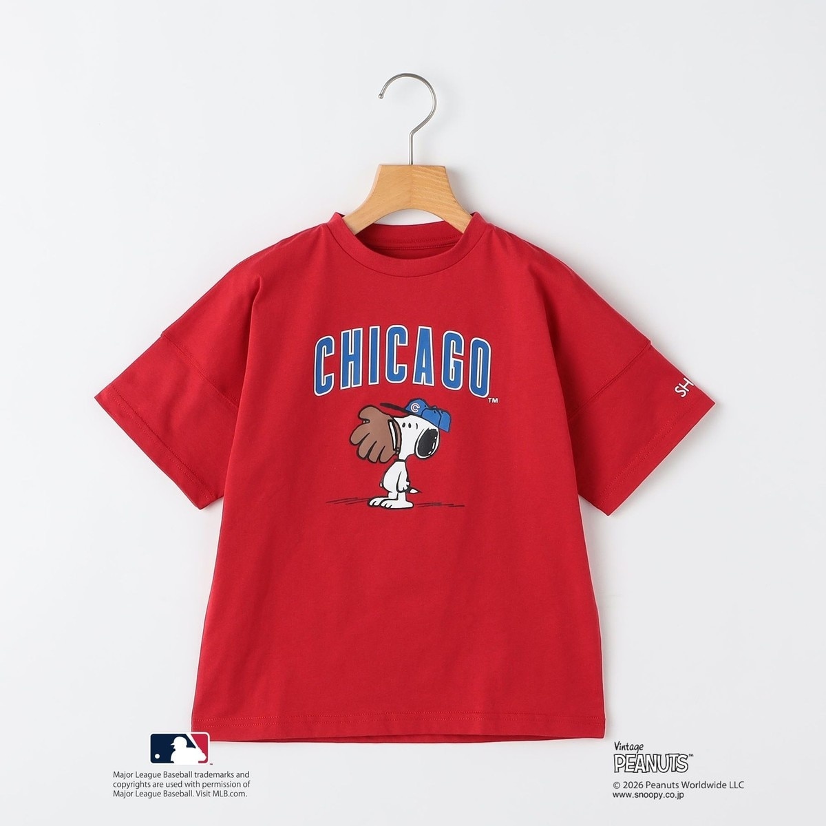 [�}���C]SHIPS KIDS:130�`170cm / PEANUTS×MLB �v�����g T�V���c/�V�b�v�X�iSHIPS�j ���b�h