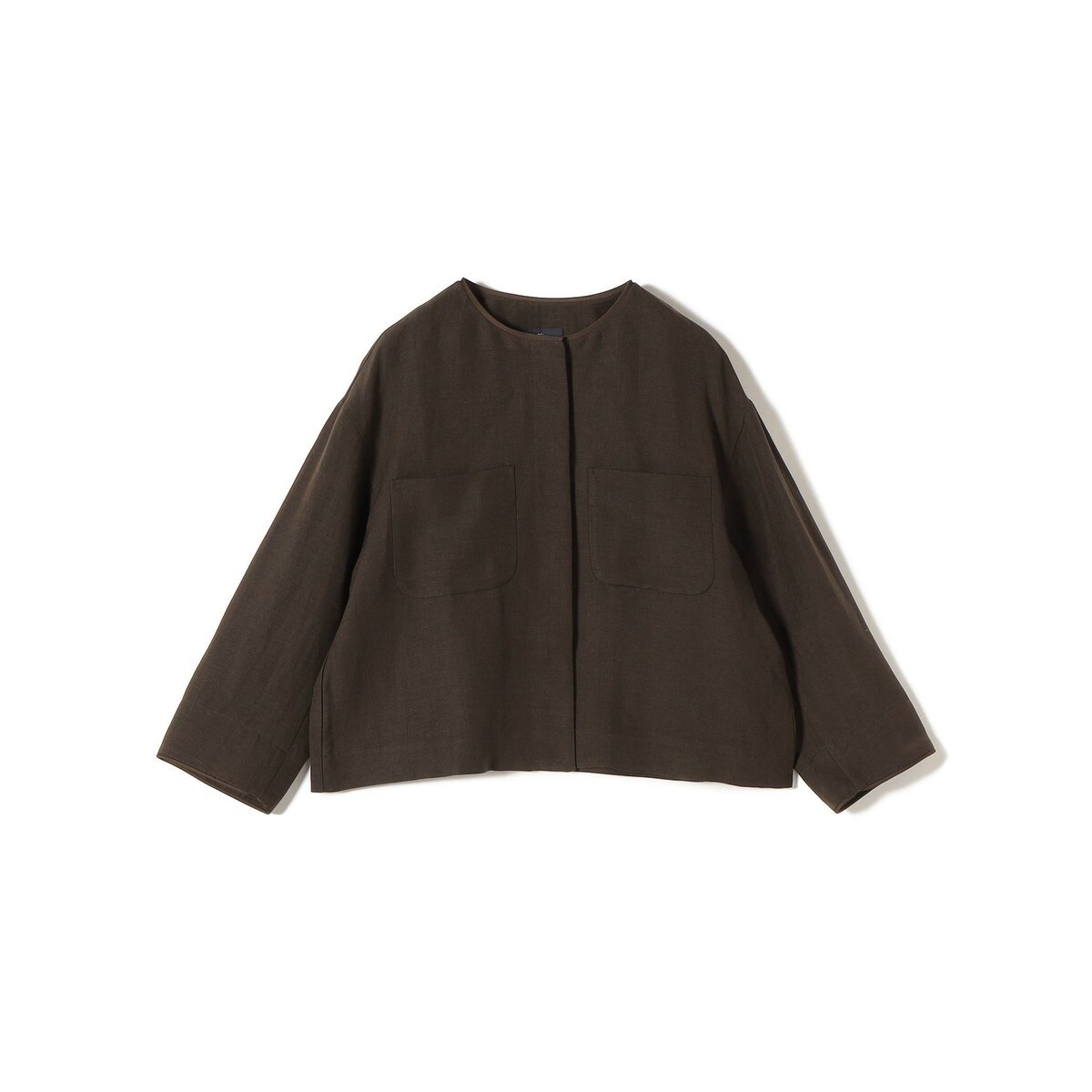 SHIPS Primary Navy Label:麻混 ノーカラー ジャケット（セットアップ