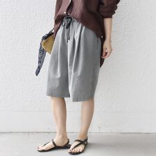 〈手洗い可能〉ギンガム サッカー ドロスト ショート パンツ