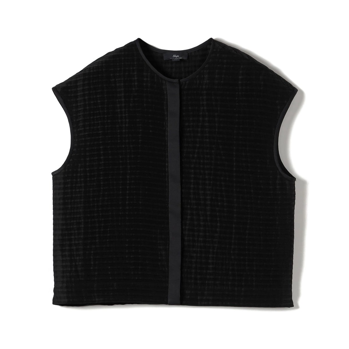 SHIPS Primary Navy Label:ラミー ピンタック フレンチスリーブ
