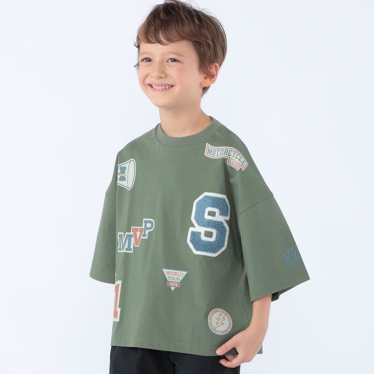 SHIPS KIDS:100～130cm /〈UVカット/接触冷感〉ワッペンプリント T