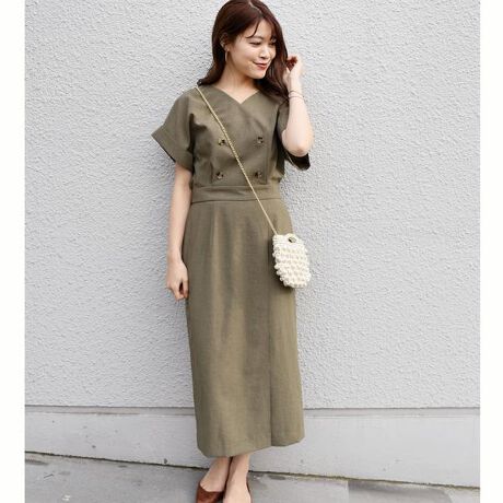 手洗い可能〉フロントボタンVネックワンピース◇ | シップス(SHIPS  