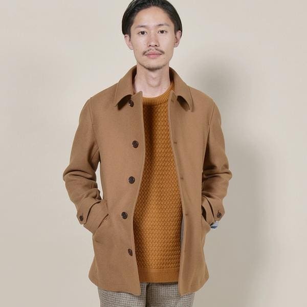 ships ウール140S シングルピーコート　美品クリーニング済 SS－Msize】Super140sウールAラインPコート