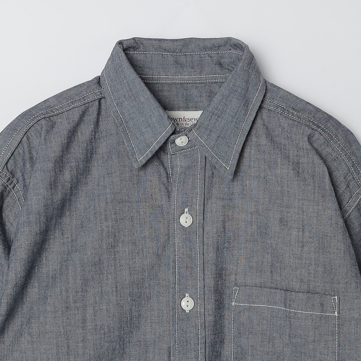 GROWN&SEWN: Chambray Work Shirt - Heritage Rinse | シップス(SHIPS