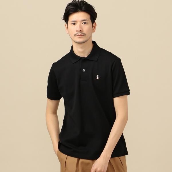 極美品★45R カノコ キャミ ポロシャツ ブラック ゆったり FREE MUNSINGWEAR： 別注 JAPAN MADE 鬼カノコ