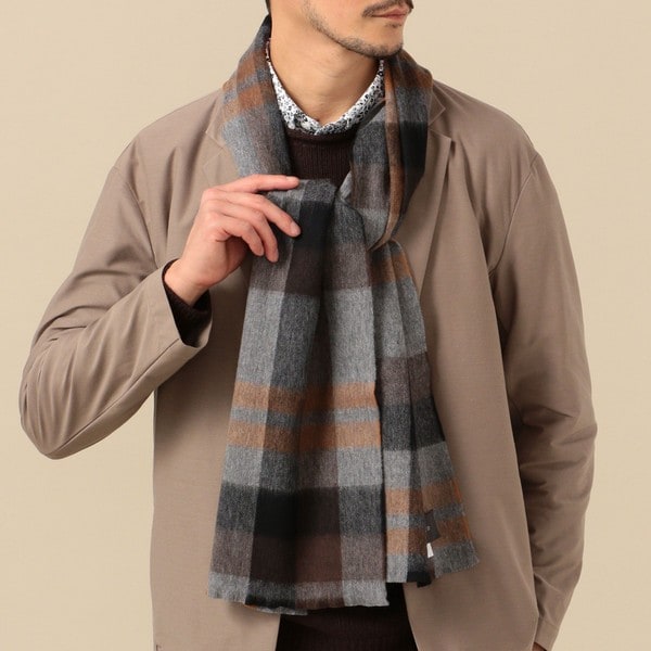 BEGG&CO チェック柄 ラムウール カシミヤ マフラー ストール BEGG