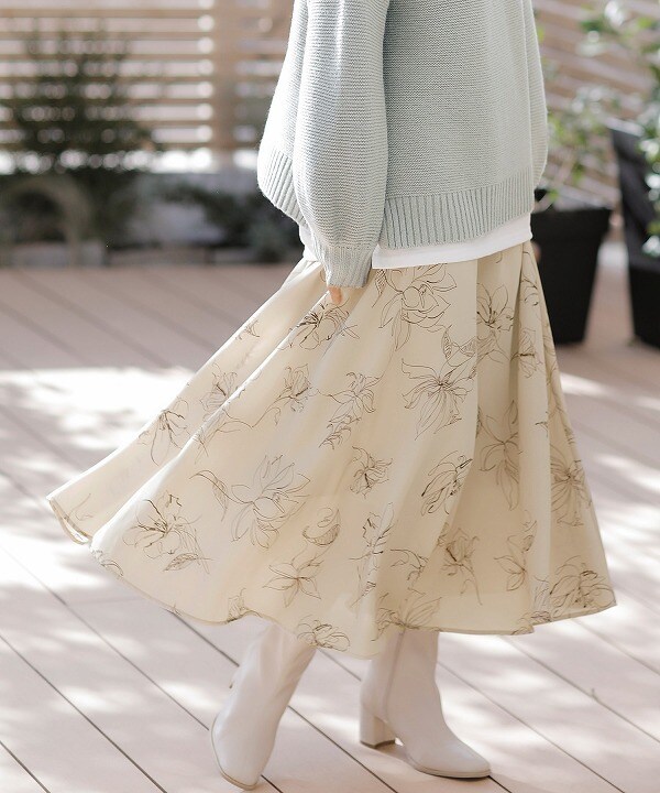 線画花フレアスカート イング Ingni ファッション通販 マルイウェブチャネル Ca000 664 63 01