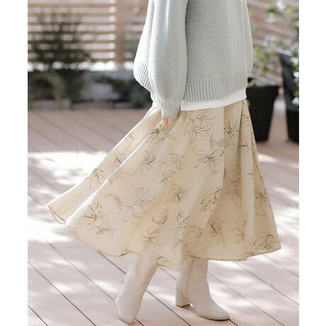 線画花フレアスカート イング Ingni 14 31 ファッション通販 マルイウェブチャネル