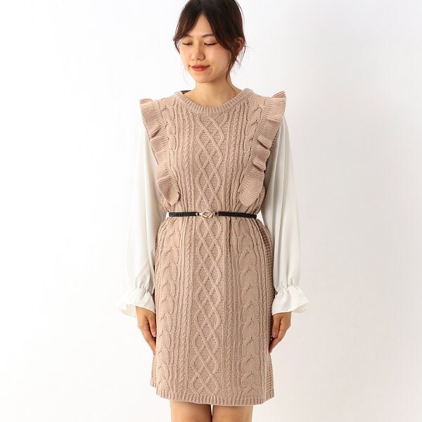 ベルト付き袖異素材ケーブルニットワンピース イング Ingni 14 5017 ファッション通販 マルイウェブチャネル