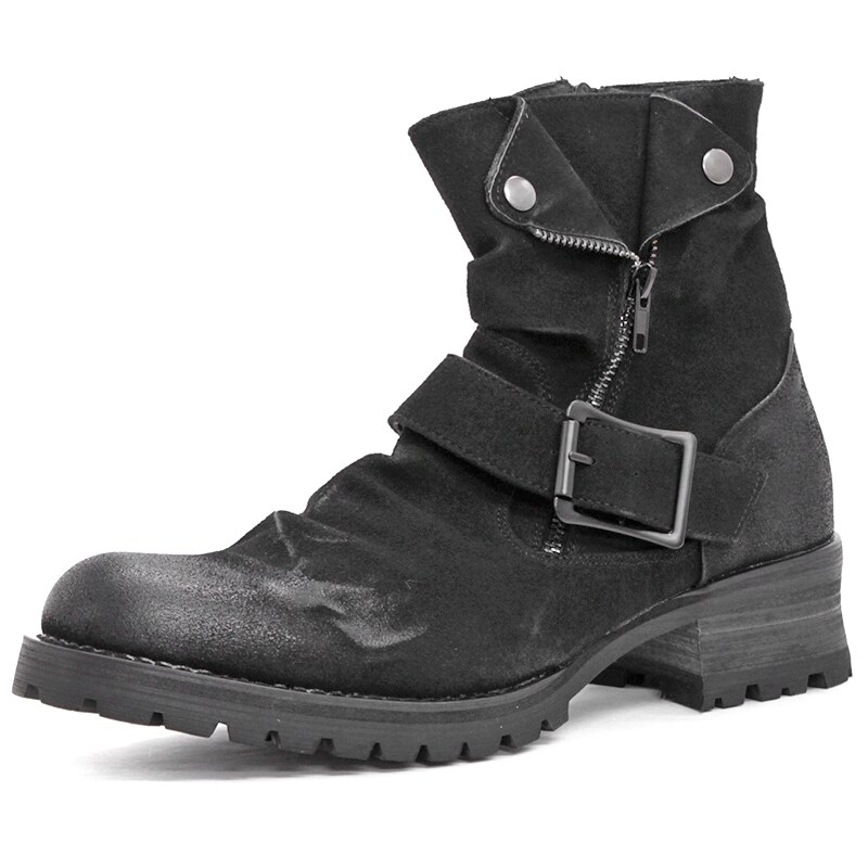 bL637新品カジュアルドレープライダースブーツS⇒25㌢黒♂ ドレープブーツ メンズの通販