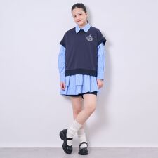 【AMI】ミニ裏毛ベスト×ペプラムシャツワンピースセット