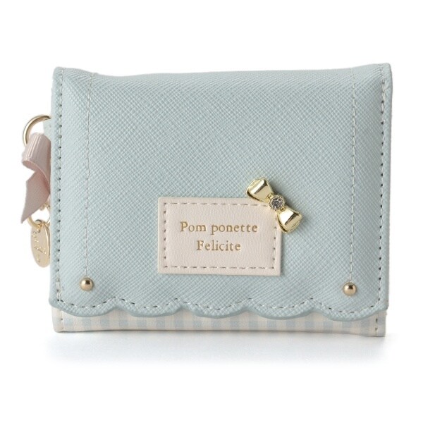 スカラップ×ギンガム折れ財布 | ポンポネットジュニア(pom