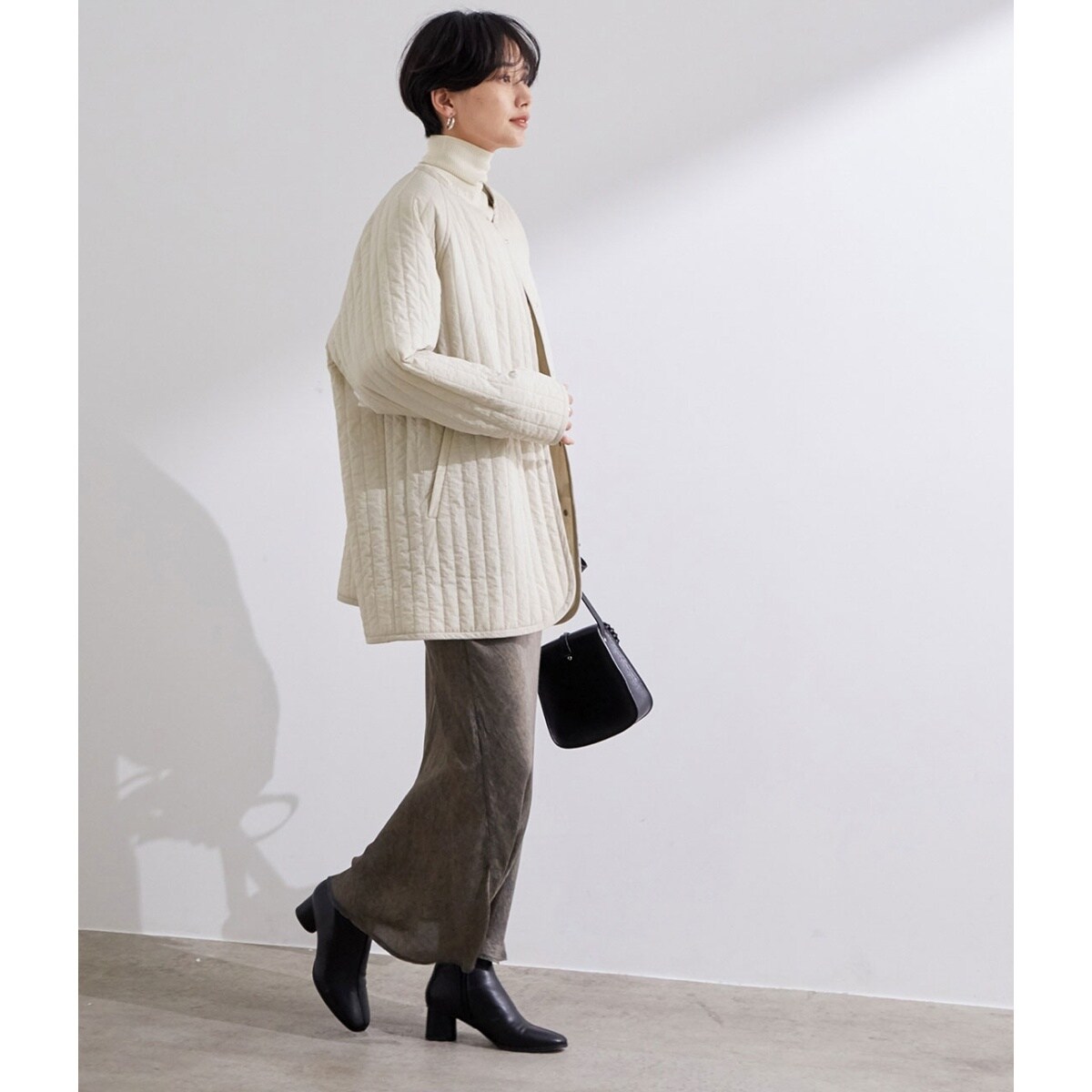 アダムエロペ 縦キルティングブルゾン　ベージュ 追加＞【WEB限定】縦キルティングブルゾン | アダムエロペ(ADAM ET