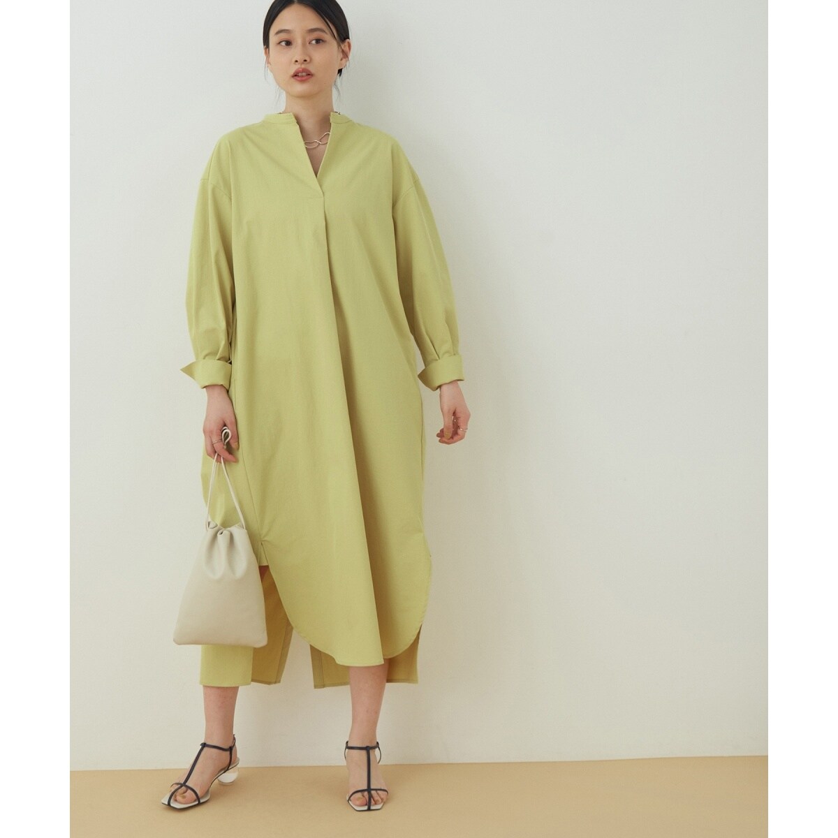 ☆ADAM ET ROPE'☆アダムエロペ　バックオープンバンドカラーワンピース ZOZO限定・多サイズ】バンドカラーワンピース≪Made by ZOZO
