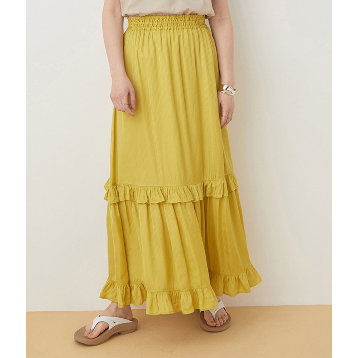 ne Quittez pas】RAYON STRIPE FRILL SKIRT | アダムエロペ(ADAM ET