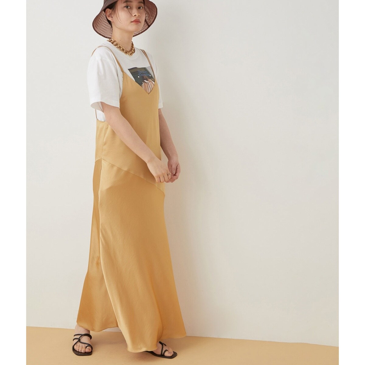 【タグ付き・新品未使用品】アダムエロペ　サテンキャミソールワンピース トリアセサテンキャミワンピース | アダムエロペ(ADAM ET ROPE