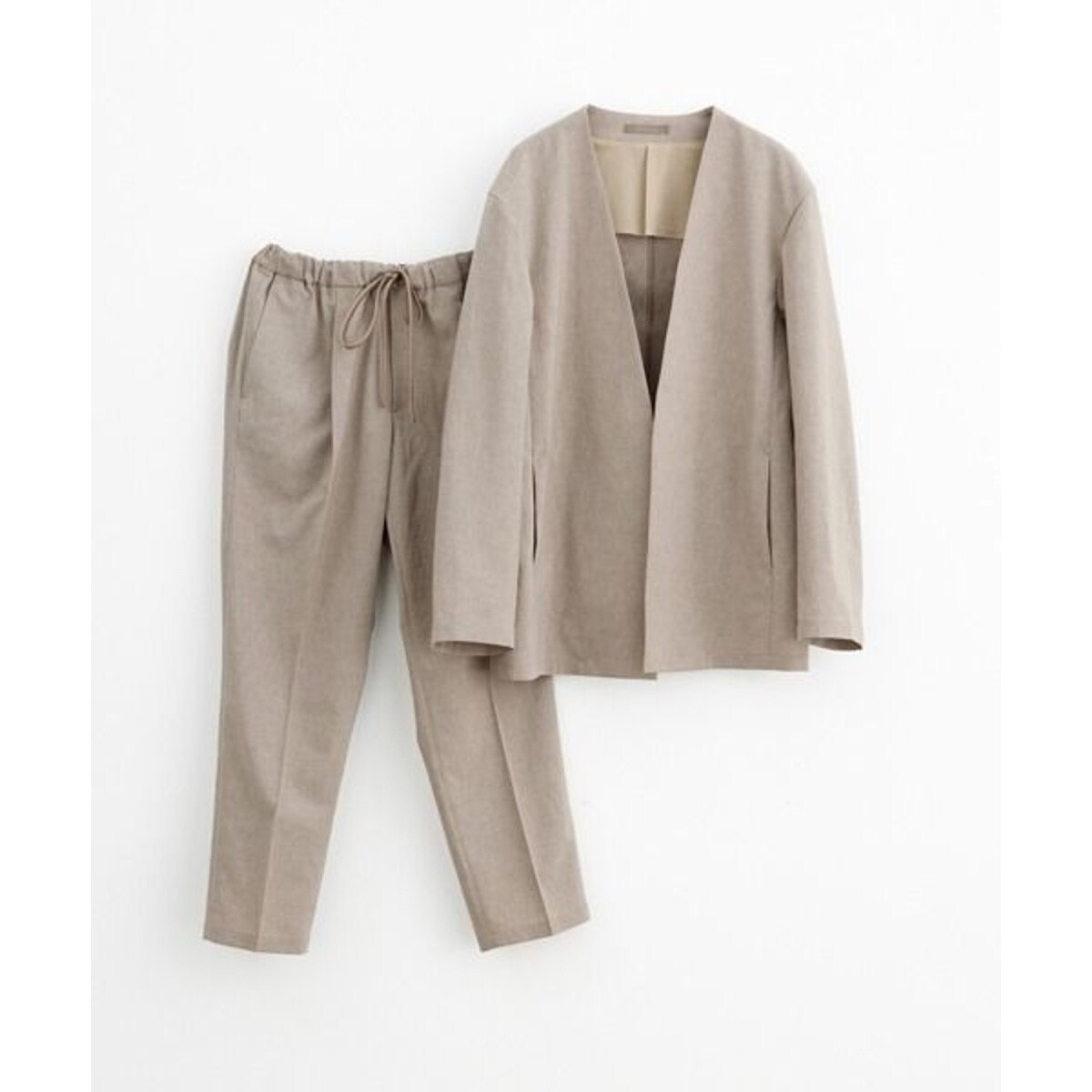 ノーカラージャケット＆イージーパンツ セットアップ/2点セット