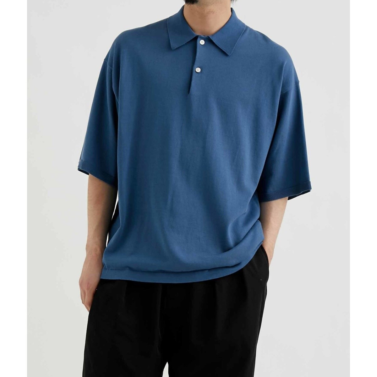 ADAM ET ROPE コクーンスリーブポロシャツ ネイビー ADAM ET ROPÉ FEMME(アダム エ ロペ ファム) / コクーンスリーブ