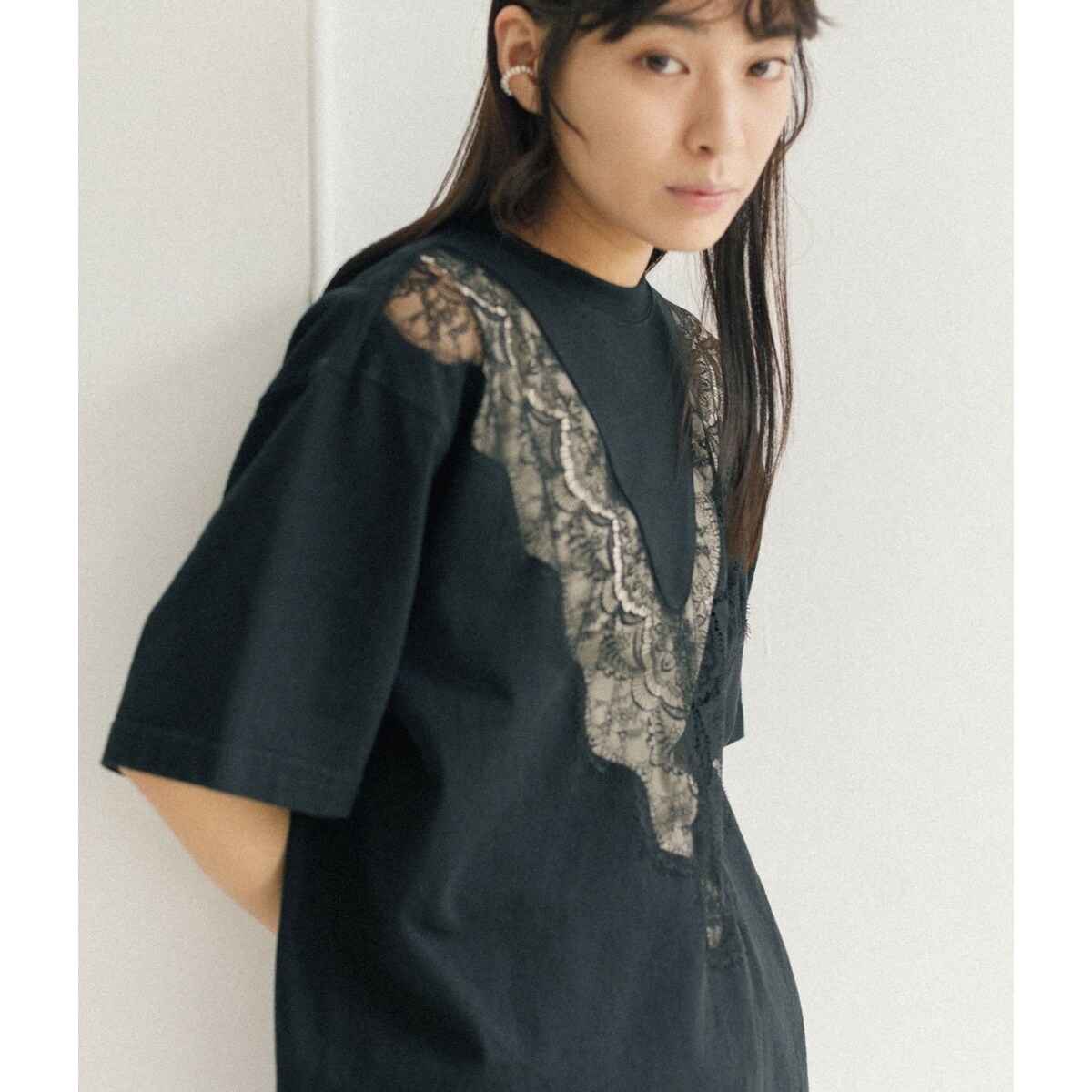 CAMBER×VIOLETTE ROOM】レースTEE BLACK | アダムエロペ(ADAM ET