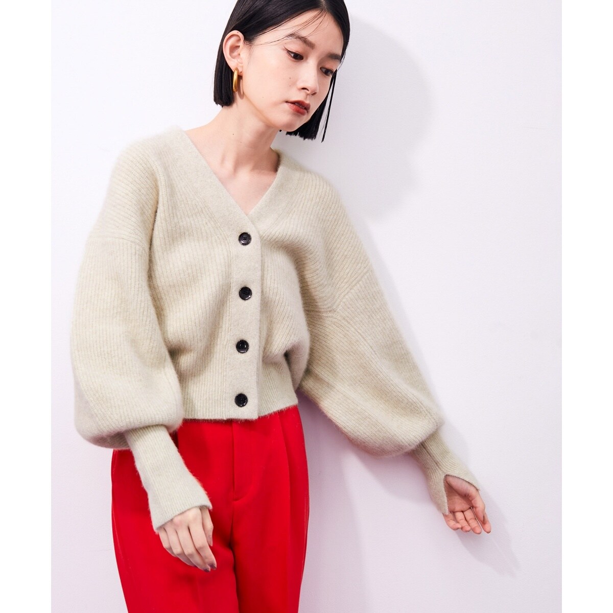 FOXウール畦ミニカーディガン | アダムエロペ(ADAM ET ROPE') | マルイ