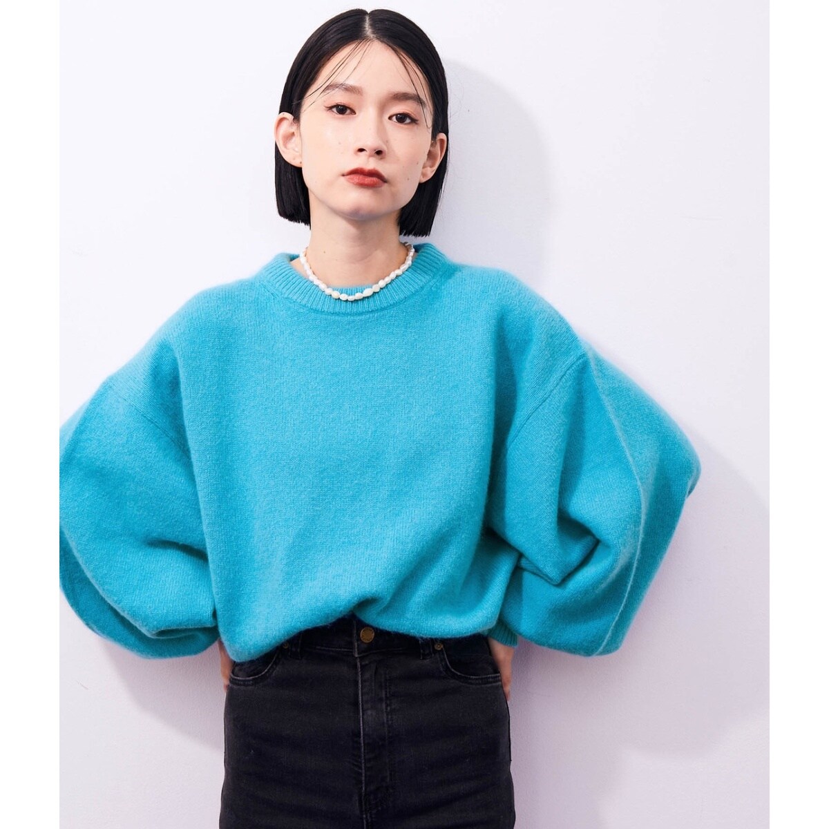 【アダムエロペ】ミックスボリュームニットプルオーバー WEB限定】FOXWOOLミックスボリュームニットプルオーバー