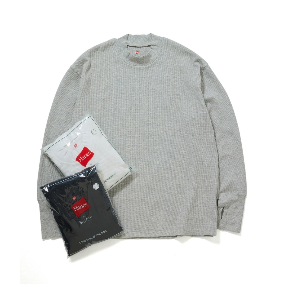 Hanes for BIOTOP】Cotton Stretch Thermal Mock Neck | アダムエロペ ...