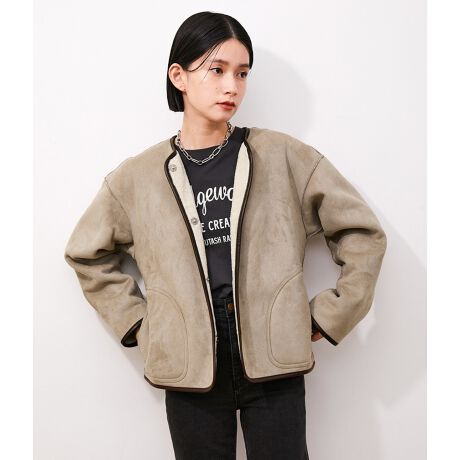 WEB限定】フェイクムートンリバーシブルボアブルゾン | アダムエロペ  