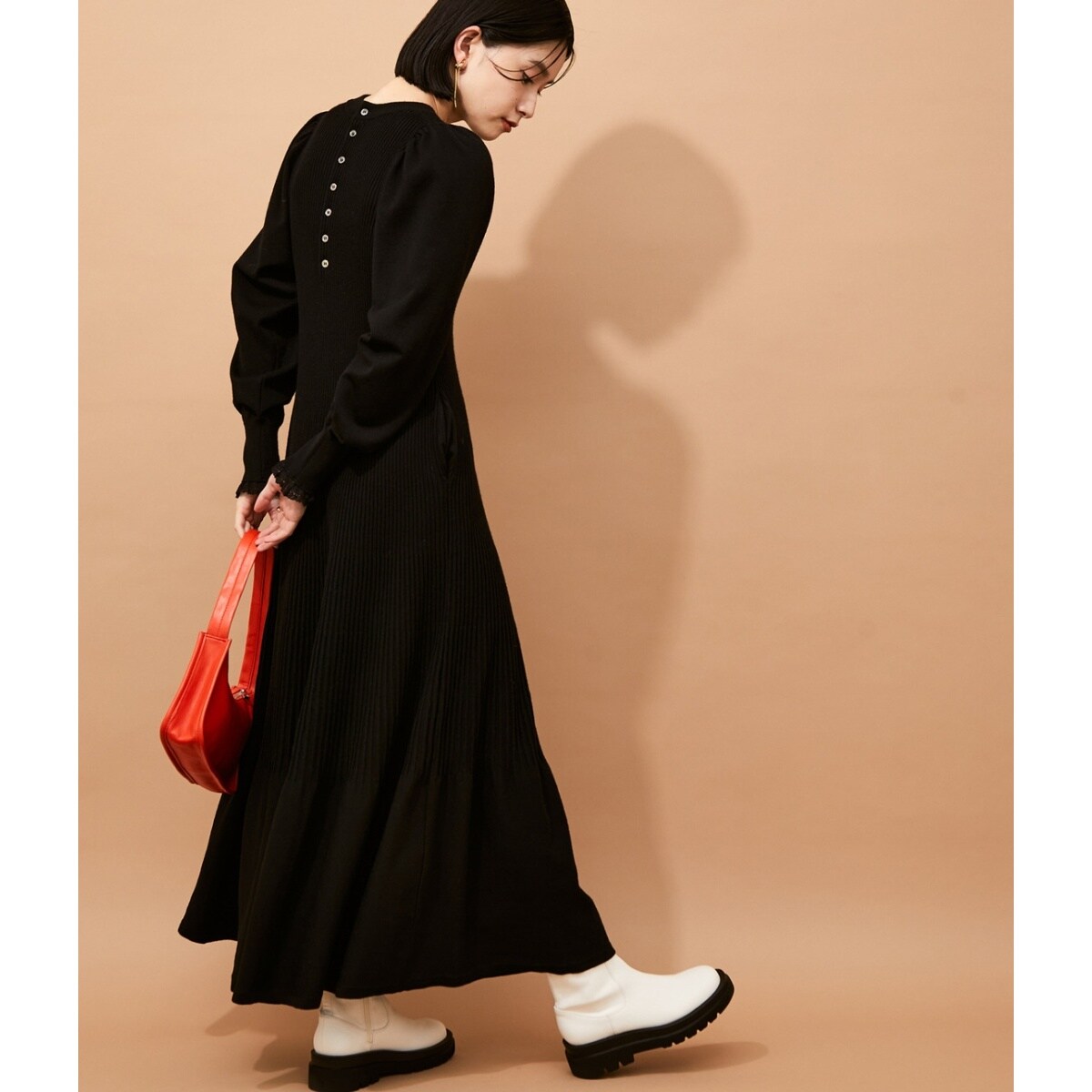 ADAM ET ROPE' 【サステナブル】フロントジップフレアワンピース