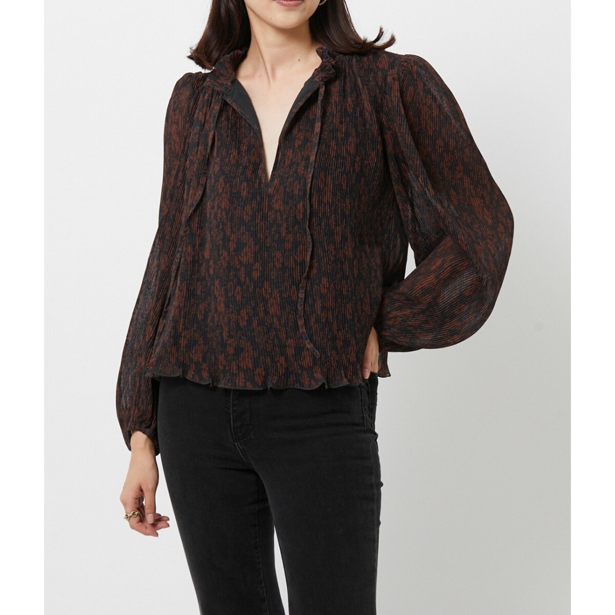 GANNI】Pleated Georgette Blouse | アダムエロペ(ADAM ET ROPE GANNI】Pleated Georgette Blouse | アダムエロペ(ADAM ET ROPE