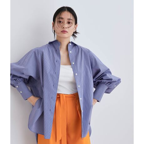 一部直営店舗・WEB限定】ストライプ/ソリッド オーバーシャツ 