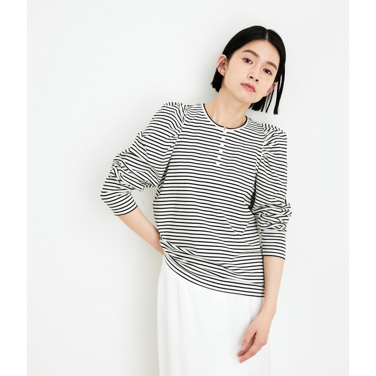 Adam et Rope' - アダムエロペ  フロントボタンパフスリーブTEE 3日間値下 一部直営店舗・WEB限定】フロントボタンパフスリーブTEE