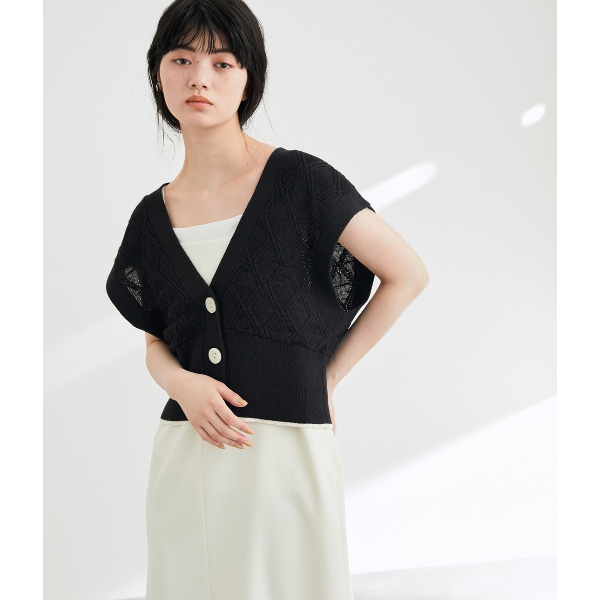 一部直営店舗・WEB限定】クロシェライン2WAYベスト
