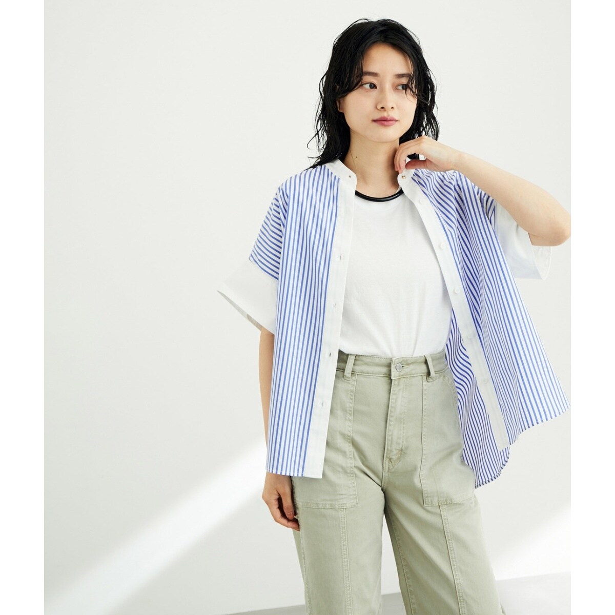 アダムエロペ カフス付きリブプルオーバー ホワイト アダムエロペ