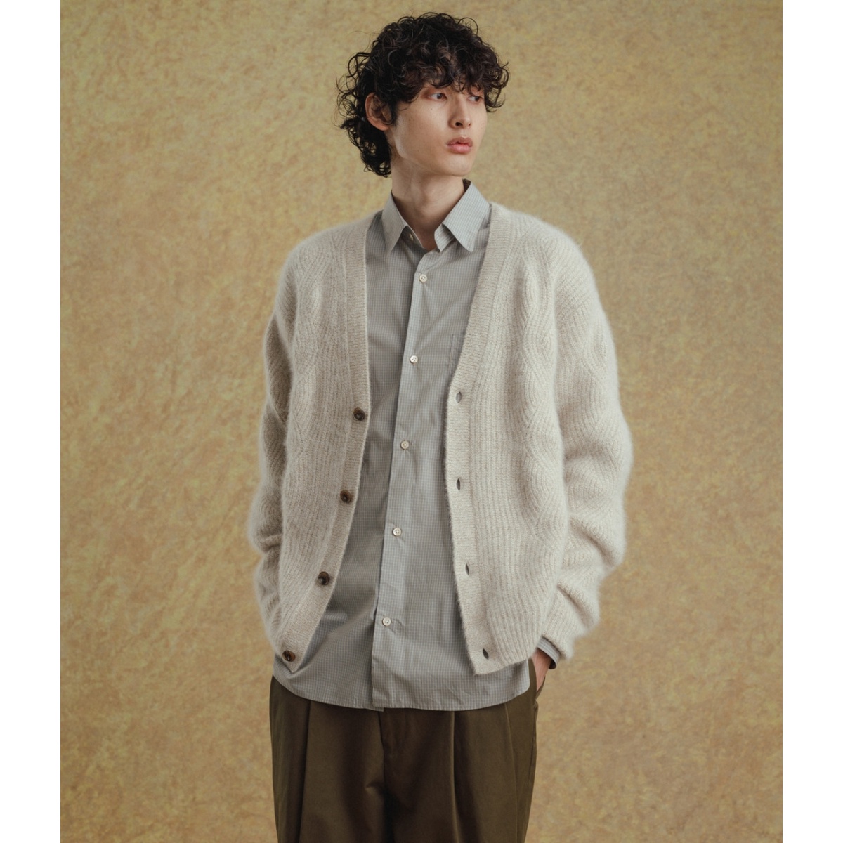 BATONER】別注 FOX WOOL MOHAIR JACQUARD CARDIGAN | アダムエロペ