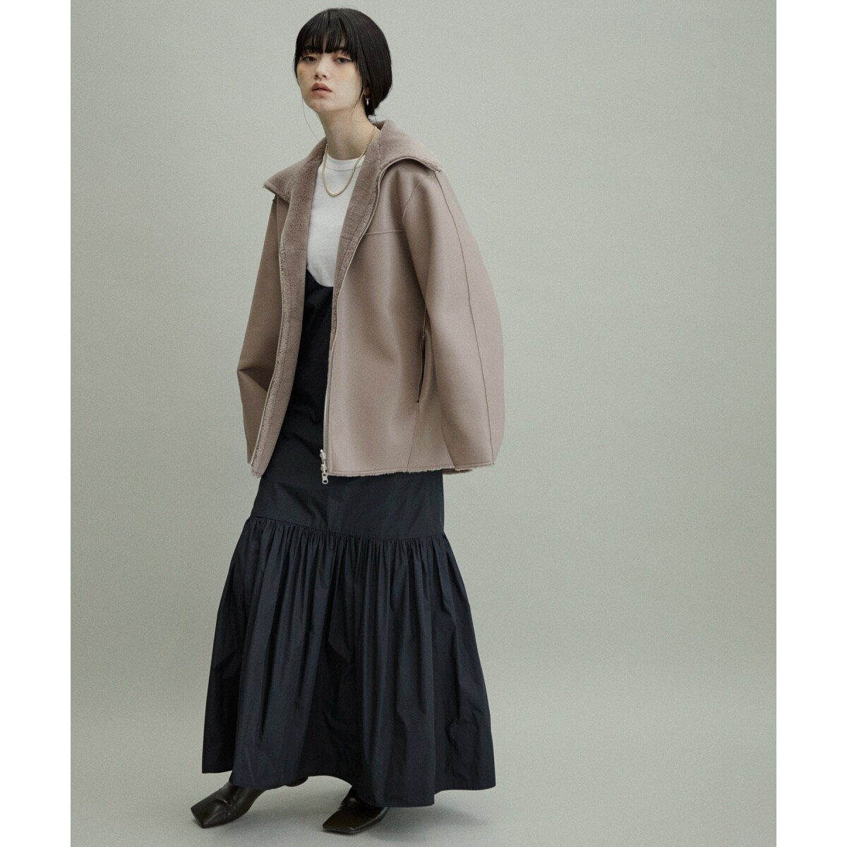 ADAM ET ROPE アダムエロペ フェイクムートンショートコート WEB限定(一部店舗展開あり)・2WAY】フェイクムートンショートコート