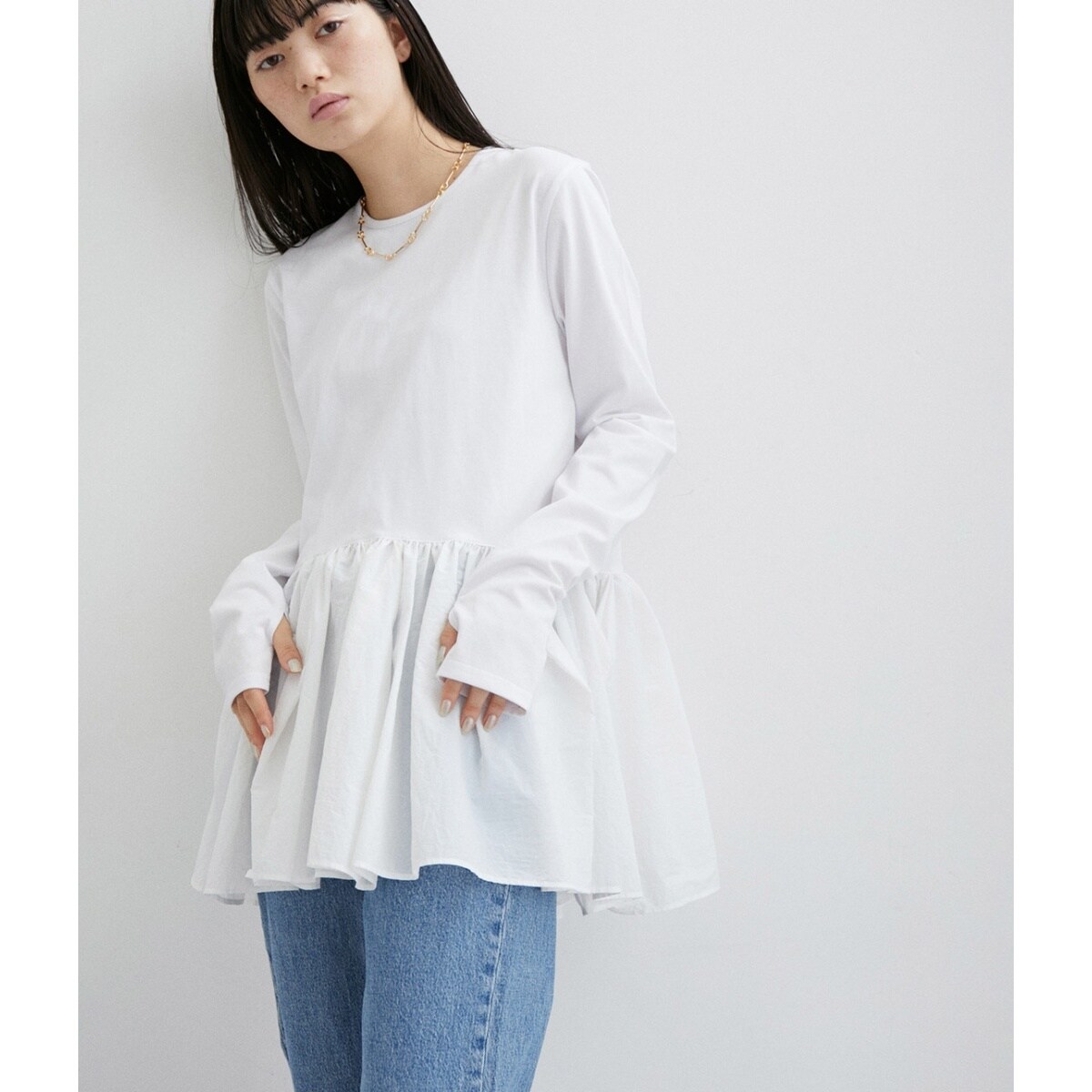 逸品シリーズ》RENUタフタティアードロングTEE | アダムエロペ