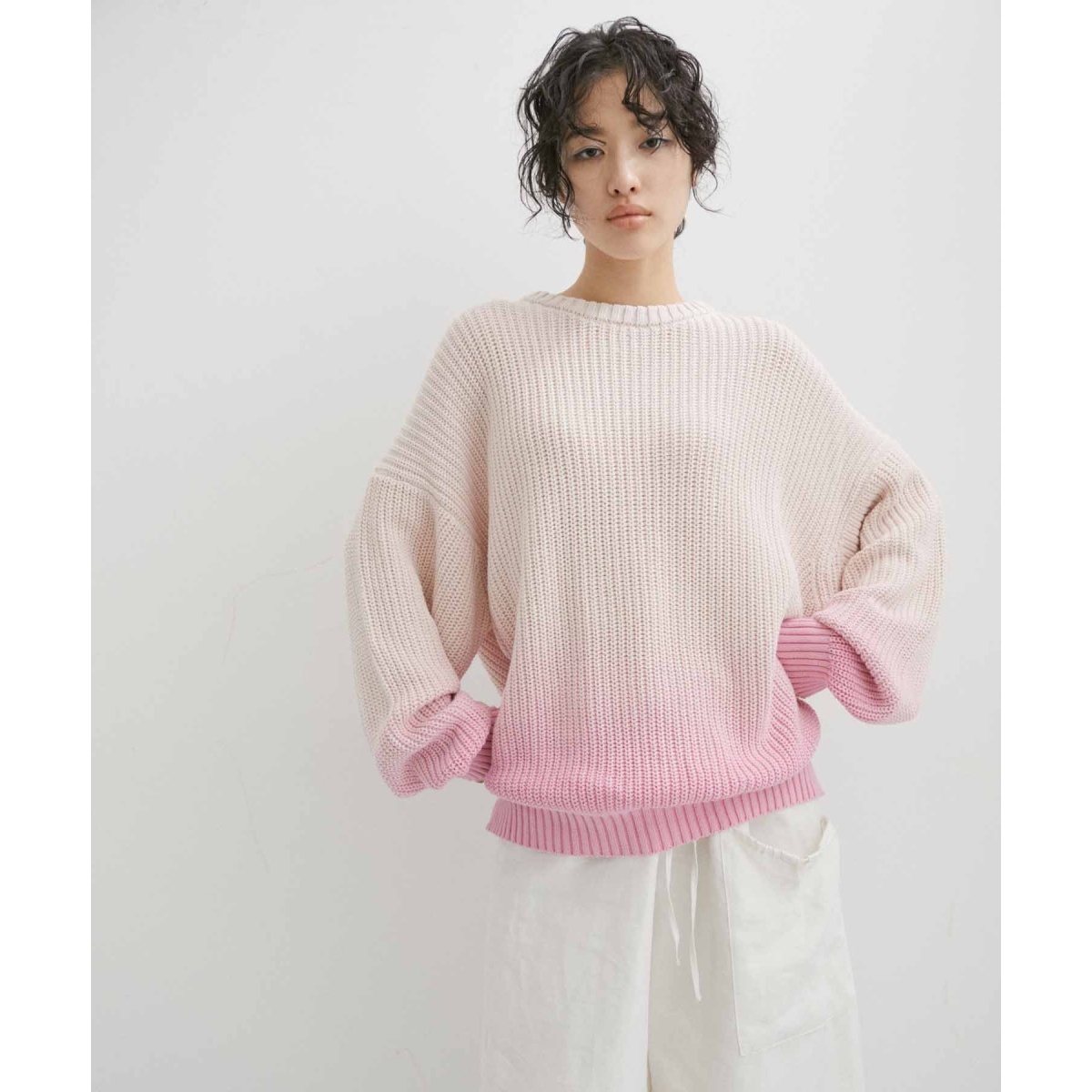 WEB限定】Dip Dye グラデーション 畦編み ルーズニット / ユニセックス