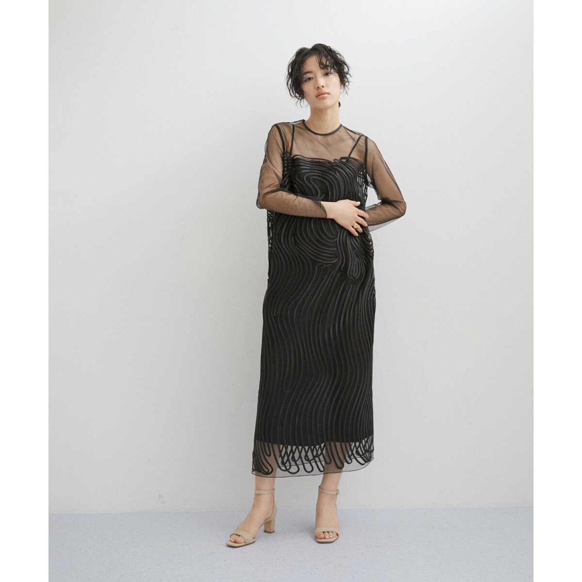 オケージョン対応】ラインアートシアーワンピース | アダムエロペ(ADAM