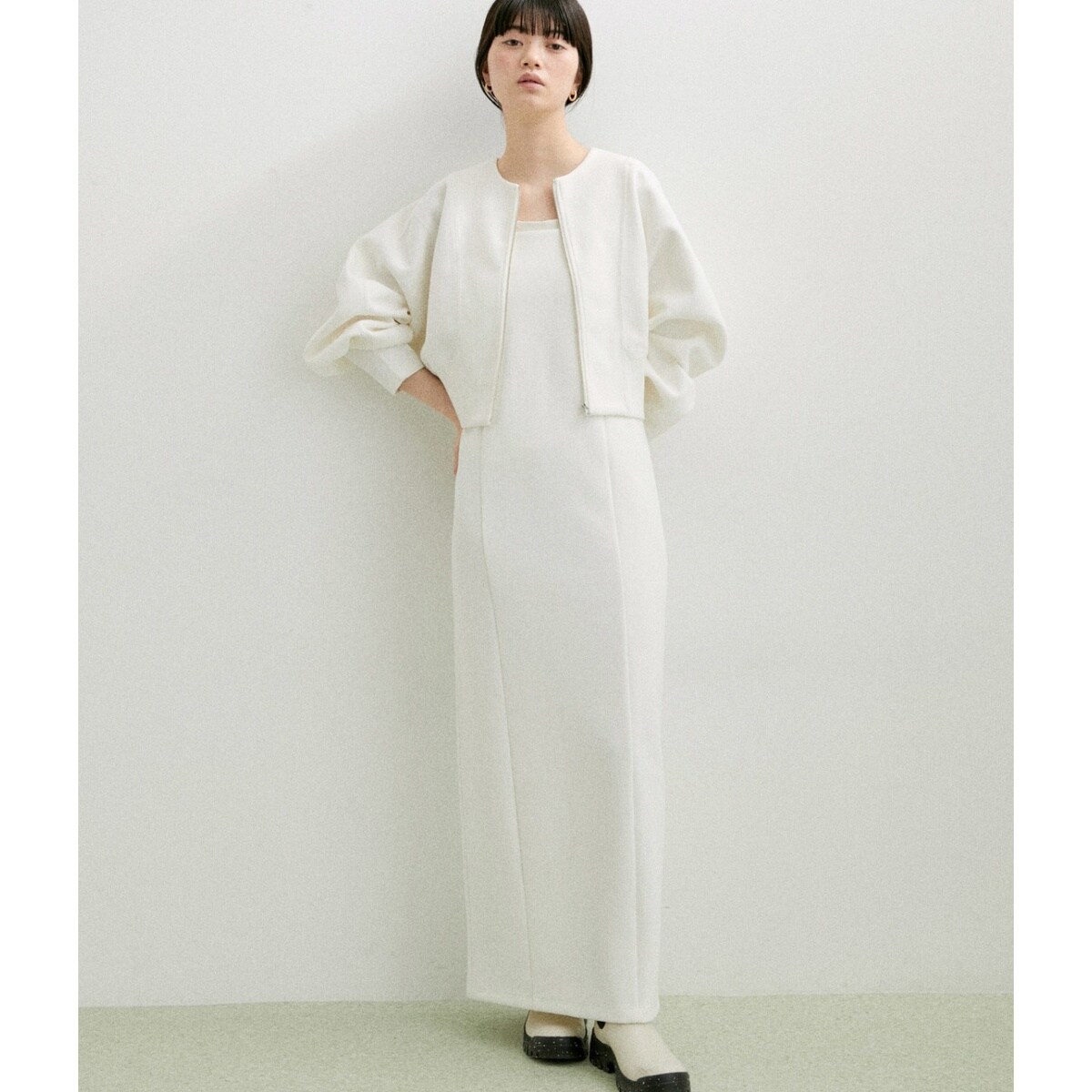 SETアイテム〉ジップカーデコンビワンピース | アダムエロペ(ADAM ET