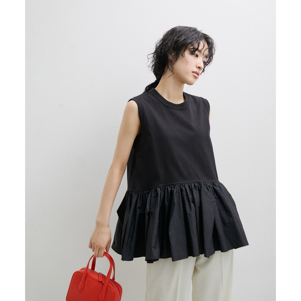 ADAM ET ROPE アダムエロペ　RENU タフタティアードTEE サステナブル】RENUタフタティアードTEE(505388043) | アダム エ