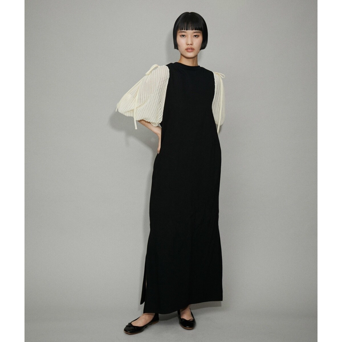 WEB限定(一部店舗展開あり)】ギャザーリボンスリーブワンピース