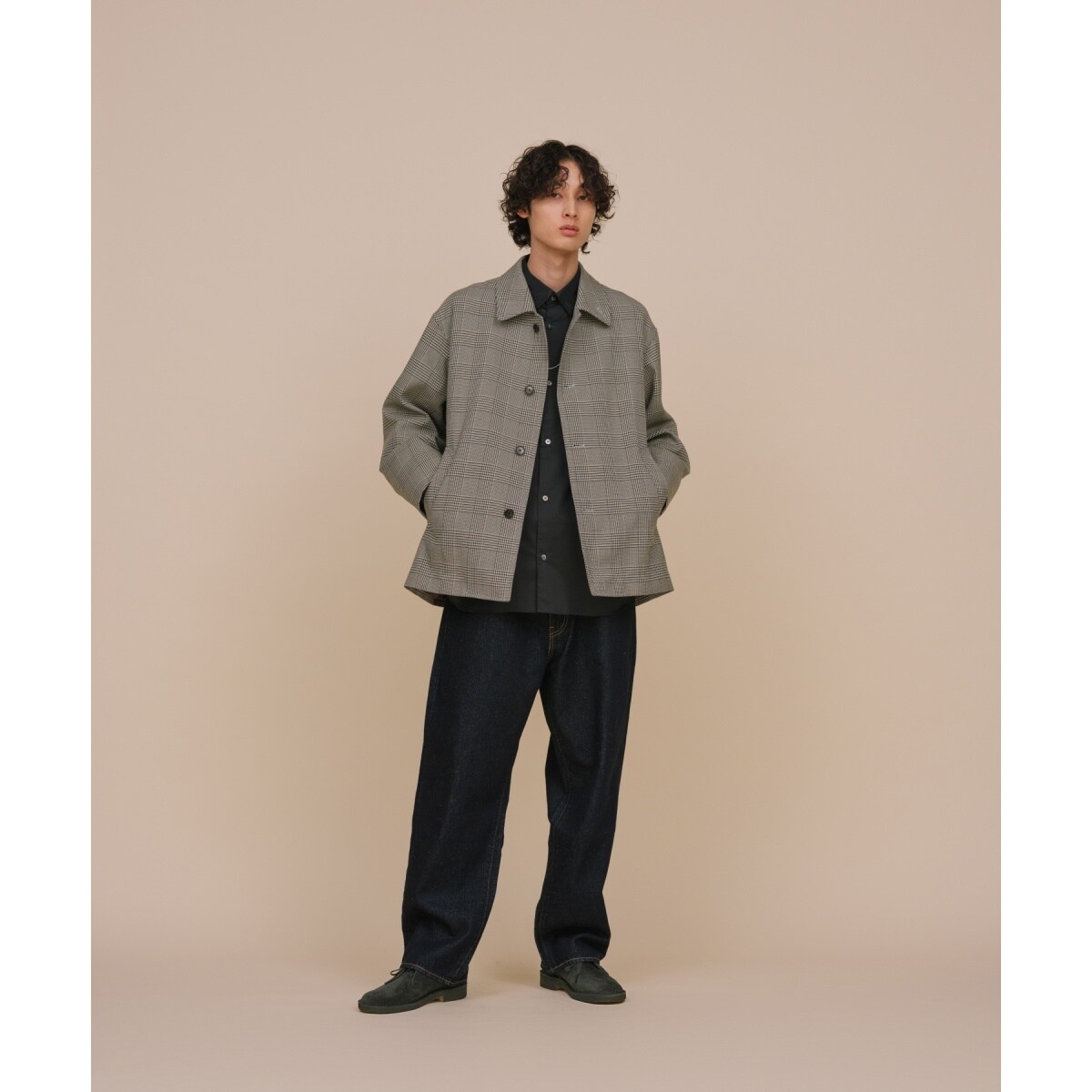 【TECHTWEED】オーバーショートコート ロングシーズン着用可能 グレー S TECHTWEED】オーバー ショートコート / ロングシーズン着用可能